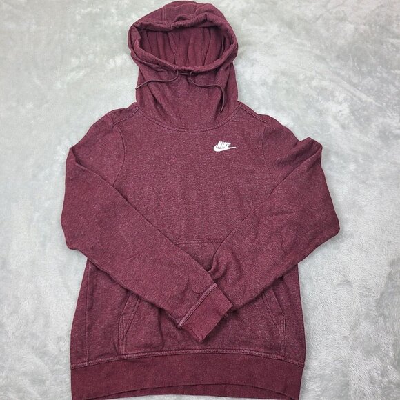 Womens Nike Pull Over Hoodie Size XS Thick Maroon G9 - Picture 1 of 7